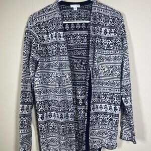 J Jill Cardigan Sweater Size XS Stretch Knit Open Front Black Long Sleeve Cotton